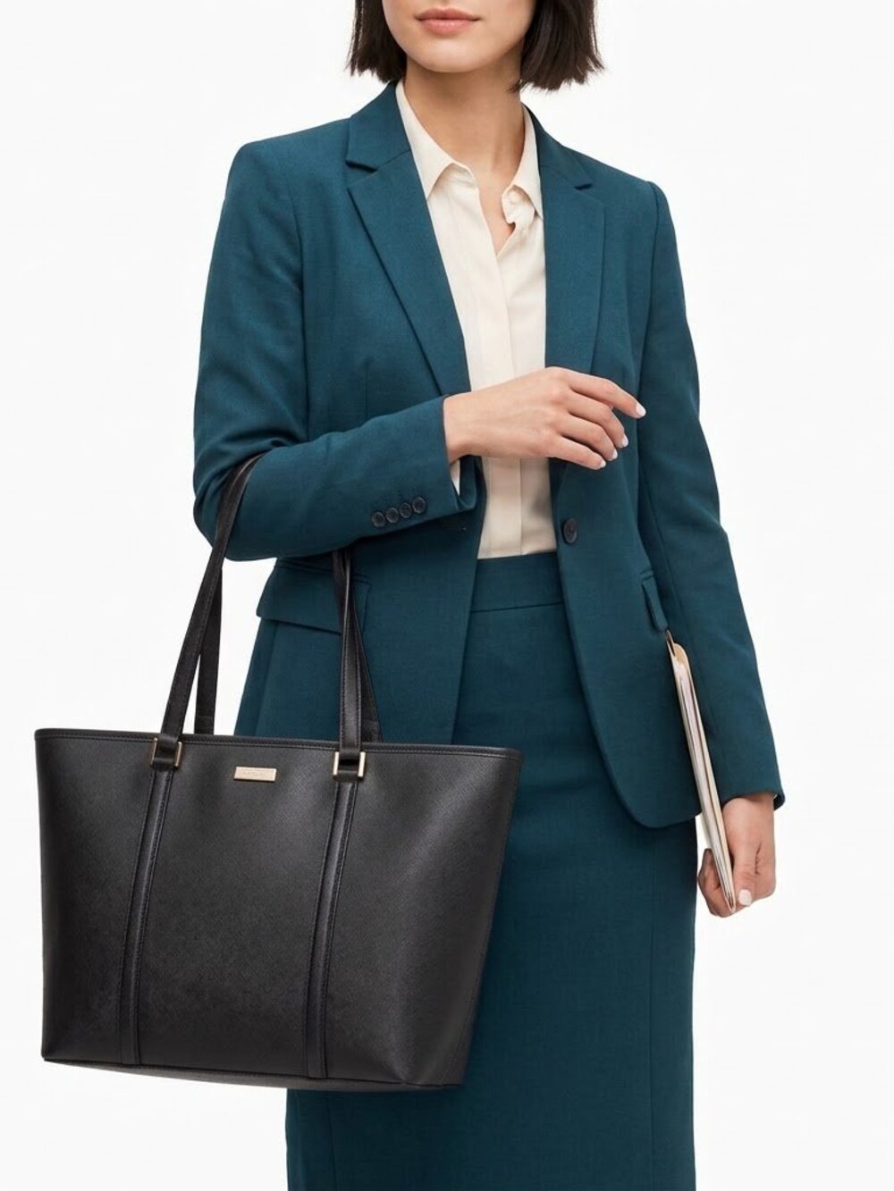 kate spade New York Large Black Newbury Lane Dally Leather Tote Shoulder Bag